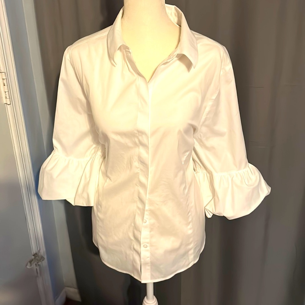 White No Iron button down ladies shirt